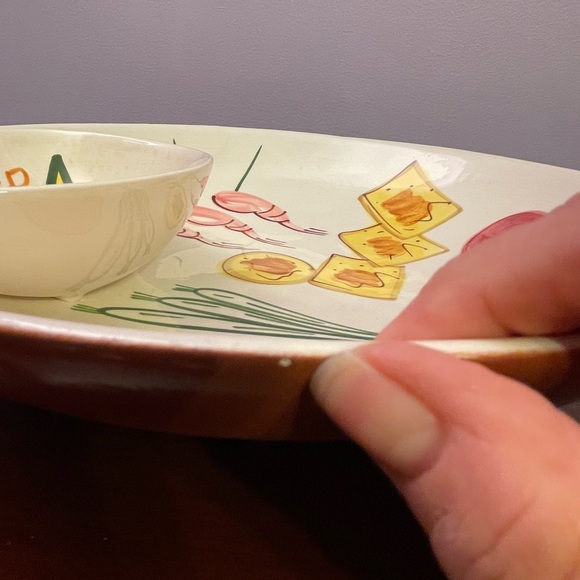 Vintage, Hand Painted Art, Chip and Dip - Serving Bowl by F Potteries - Picture 7 of 7